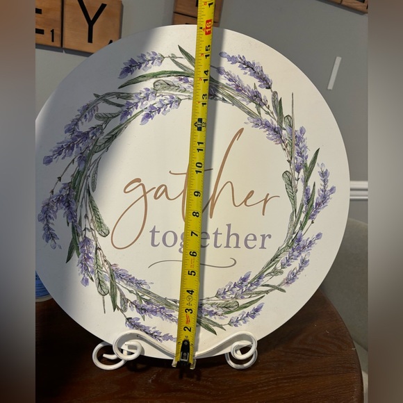 Home Decor - Gather Together Wooden Round Sign & White Stand -17 in. Width - Picture 3 of 10